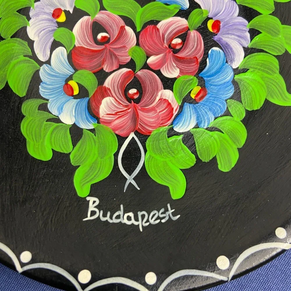 NEW Folk Art Hand Painted Poterry Plate Hungary Budapest